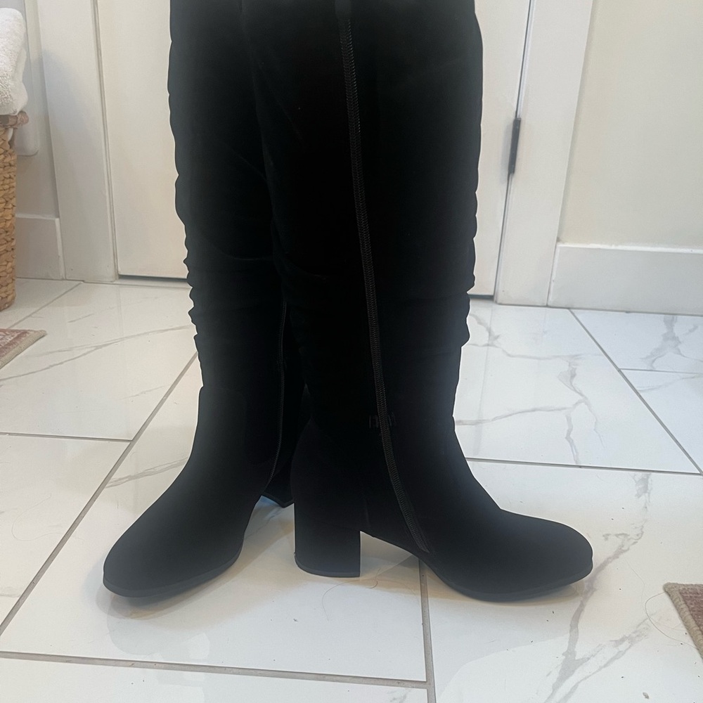 Dreampairs Black faux suede fashion boots